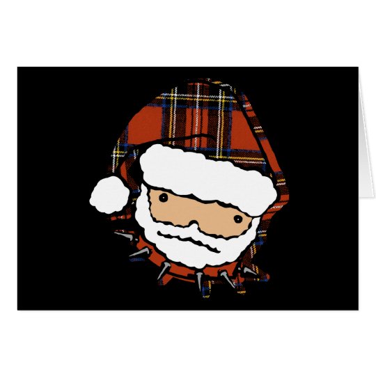 Cute Punk Plaid Santa Card