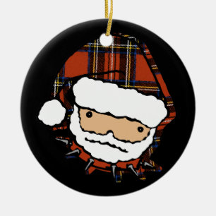 Cute Punk Plaid Santa Ceramic Ornament