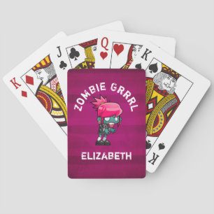 Cute Punk Rock Zombie Grrrl Personalized Playing Cards