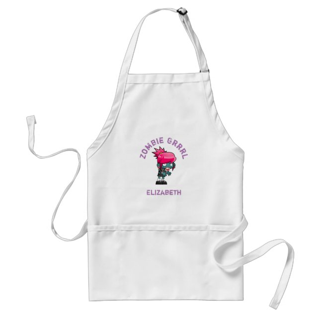 Cute Punk Rock Zombie Grrrl Personalized Standard Apron (Front)
