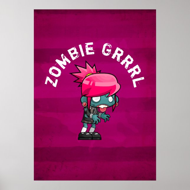 Cute Punk Rock Zombie Grrrl Poster (Front)