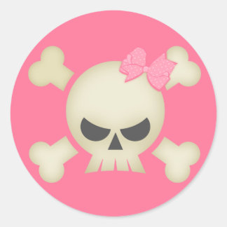 Cute Punk Skull and Bow (pink) Sticker