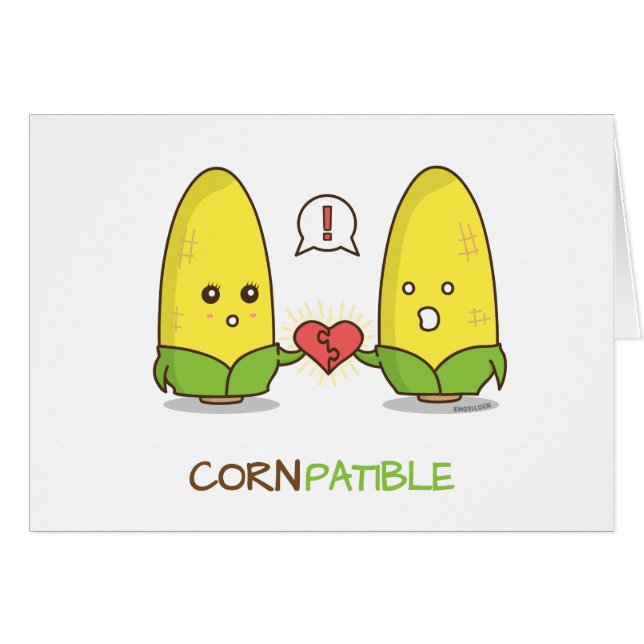 Cute Punny Compatible Corn Couple Gift Card (Front Horizontal)