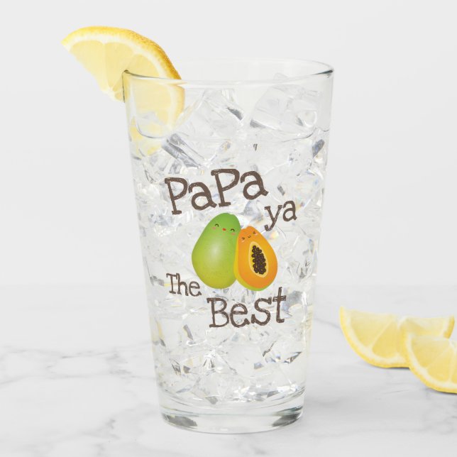 Cute Punny Papaya The Best Funny Fruit Pun For Dad Glass (Front Ice)