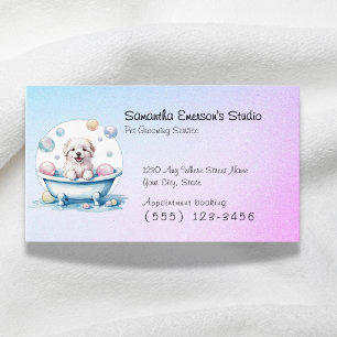 Cute pup dog grooming gradiant colour professional business card