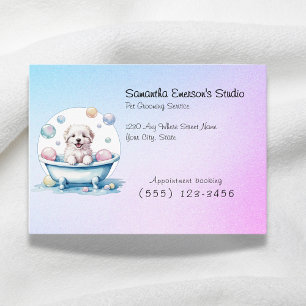 Cute pup dog grooming gradiant colour professional business card