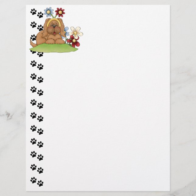 Cute Pup Flowers Letterhead (Front)
