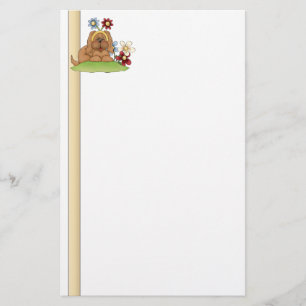 Cute Pup Flowers Stationery