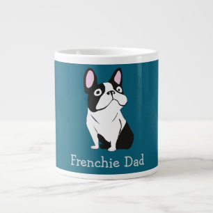 Cute Pup, medium dark blue Large Coffee Mug