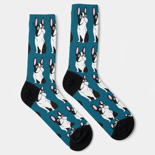 Cute Pup, medium dark blue Socks (Right)