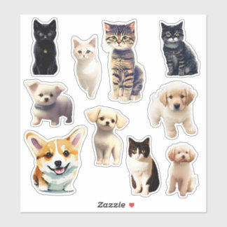 Cute Puppies and Kitten Scrapbook Stickers