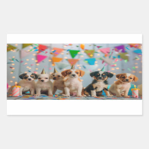 Cute Puppies Birthday Party Celebration Design Sticker