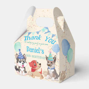 Cute puppies boys puppy party personalized favor box