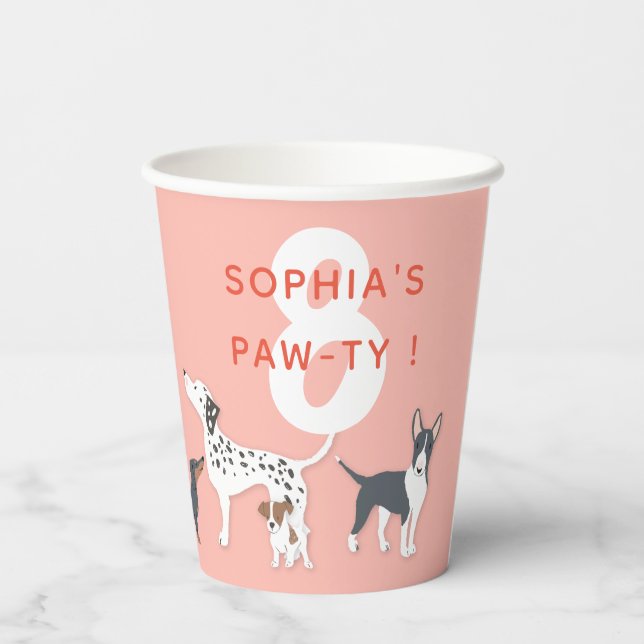 Cute Puppies Children's Birthday Party Dog Paper Cups (Back)
