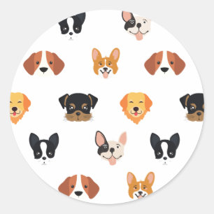 Cute Puppies Dog Birthday   Classic Round Sticker