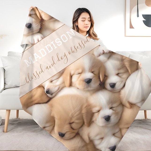 Cute Puppies Dog Lover Name Fleece Blanket (Cute Puppies Dog Lover Name Fleece Blanket)