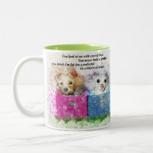 Cute Puppies in Pink & Blue Baskets Coffee Mug