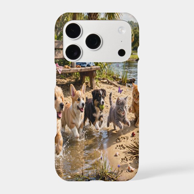 Cute Puppies & Kittens Riverside Adventure iPhone (Back)