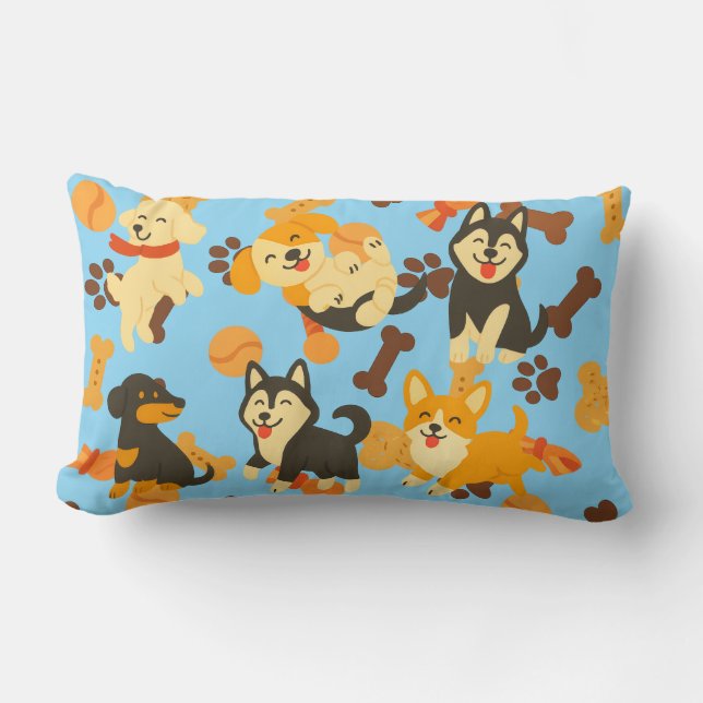 Cute Puppies Lumbar Pillow (Front)