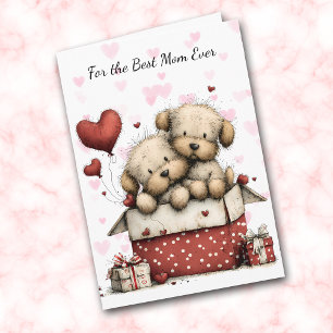 Cute Puppies Make My Tail Wag Mom Holiday Card