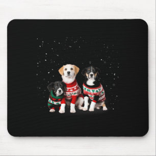 Cute Puppies Picture Day Dogs In Christmas Sweater Mouse Pad