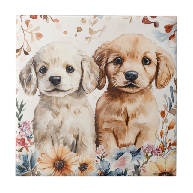 Cute Puppies Tile (Front)