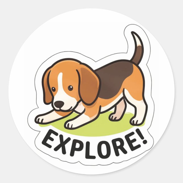 Cute Puppy Adventure Sticker (Front)