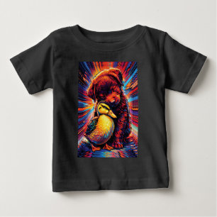 Cute Puppy and Duckling Hug Pop Art Baby T-Shirt