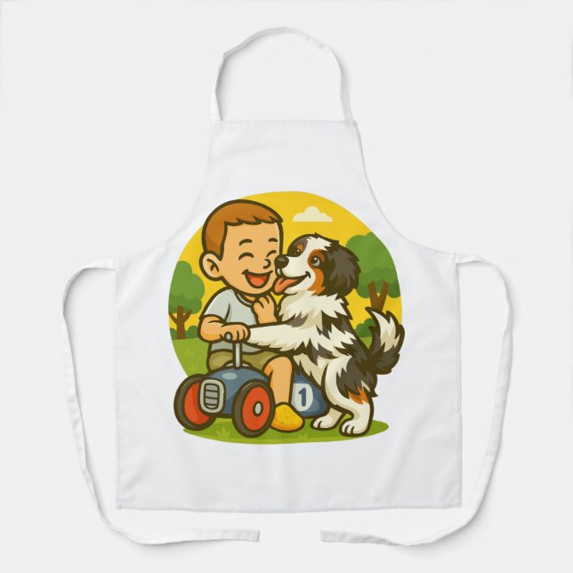 Cute Puppy and Kid Playtime Apron (Front)