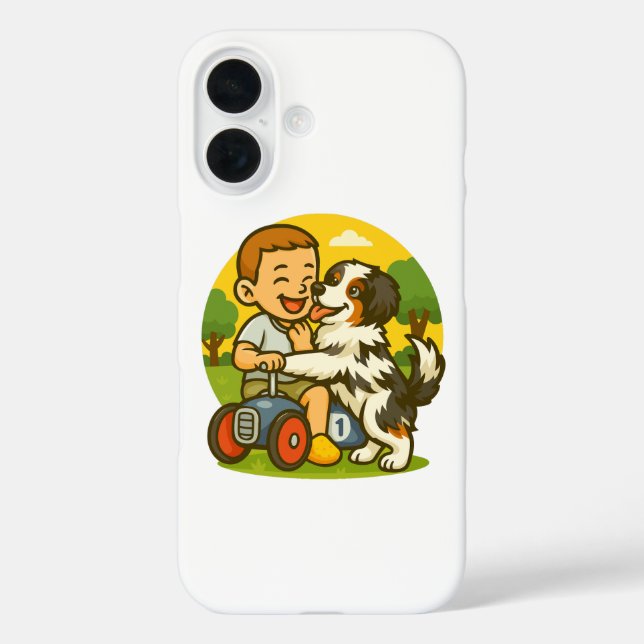 Cute Puppy and Kid Playtime Case-Mate iPhone Case (Back)