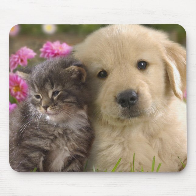 Cute Puppy and Kitten Mouse Pad (Front)