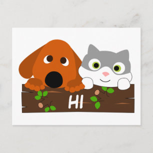 Cute Puppy and Kitten Postcard