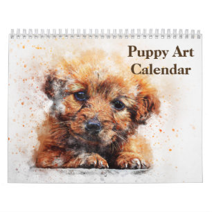 Cute Puppy Art 2026 Calendar