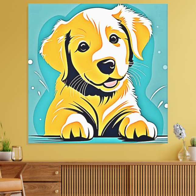 Cute Puppy Art Design Canvas Print (Insitu(LivingRoom))