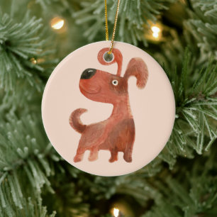 Cute Puppy Baby Animal Standing Dog  Ceramic Ornament