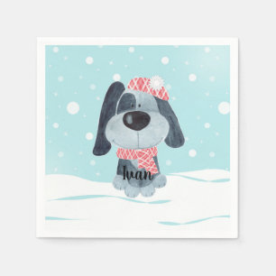 Cute puppy, baby napkin