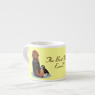 Cute puppy beagle and mom dog realist art espresso cup