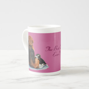 cute puppy beagle cuddling mom dog with mum slogan bone china mug