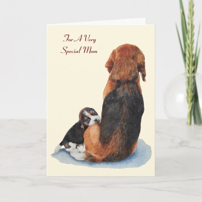 cute puppy beagle dog with mom dog with verse card (Front)