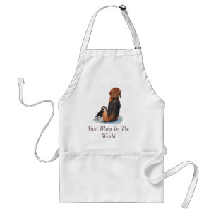 Cute puppy beagle with mum dog realist art standard apron