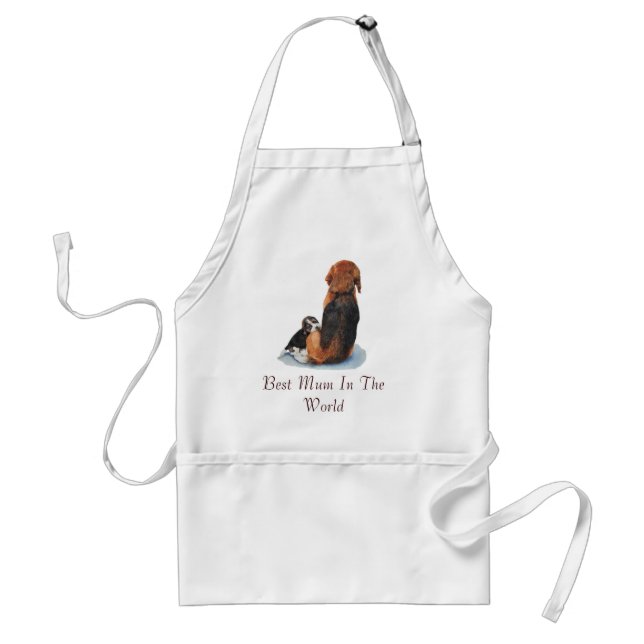 Cute puppy beagle with mum dog realist art standard apron (Front)