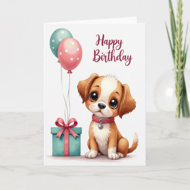 Cute Puppy Birthday Card (Front)