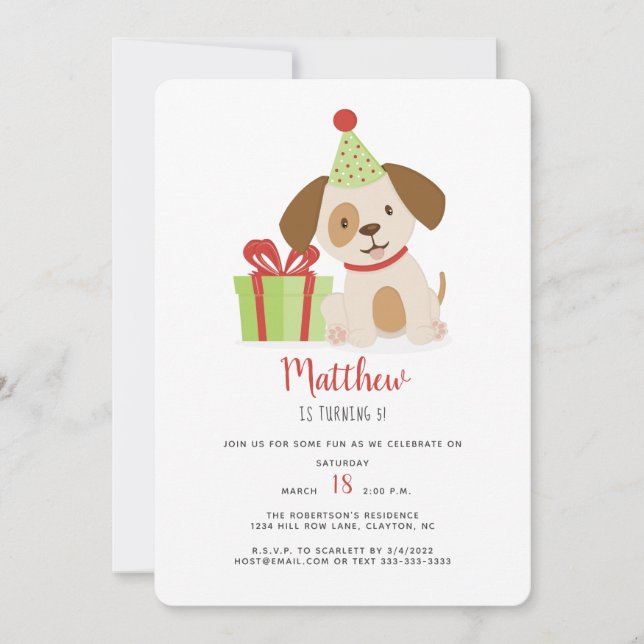 Cute Puppy Birthday Invitation (Front)