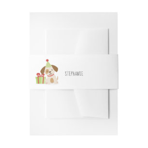 Cute Puppy Birthday Invitation Belly Band