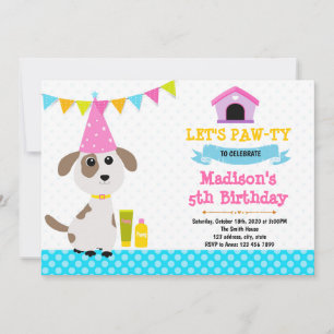Cute puppy birthday party invitation
