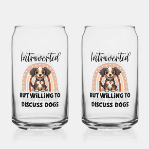 Cute Puppy Boho Rainbow "Introverted" Graphic Can Glass