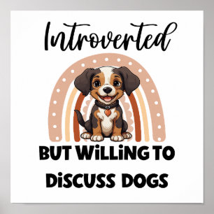 Cute Puppy Boho Rainbow "Introverted" Graphic Poster
