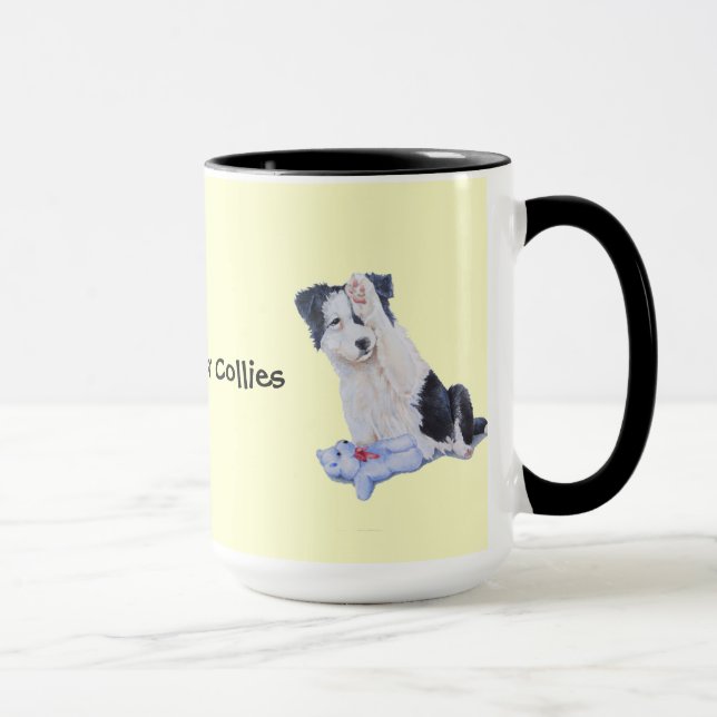Cute puppy border collie dog portrait realist art mug (Right)