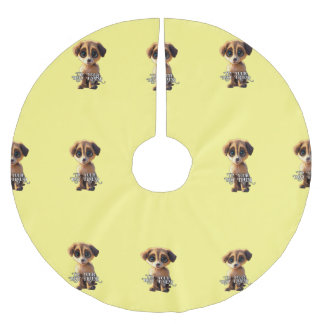 Cute puppy brushed polyester tree skirt