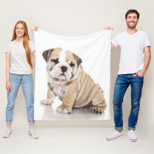 Cute Puppy Bulldog Sad Fleece Blanket